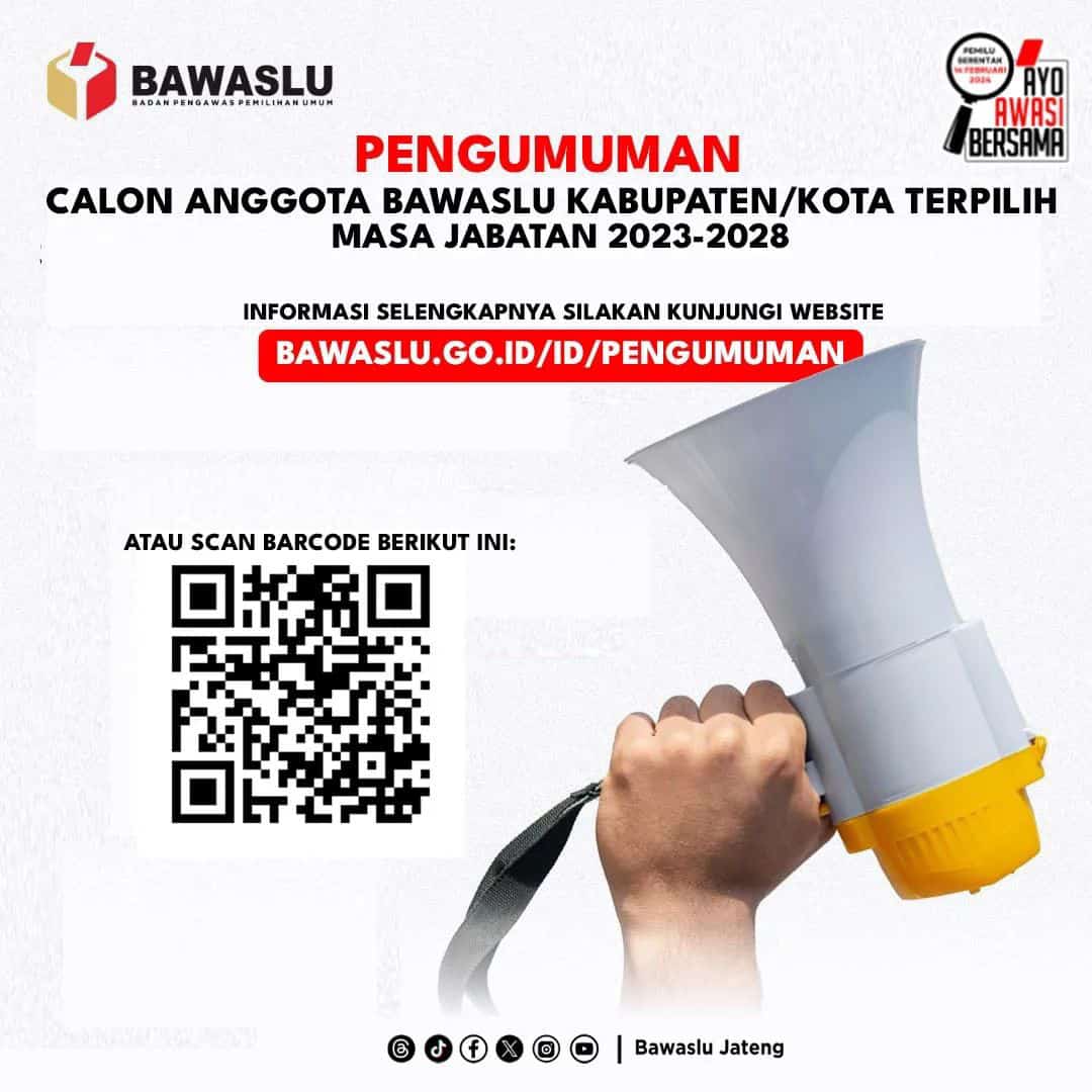 Pengumuman Calon Anggota Bawaslu Kabupaten/Kota