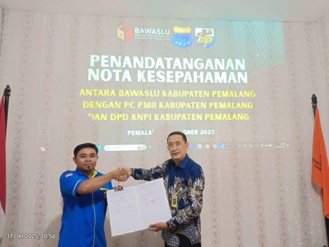 Bawaslu Pemalang MoU Dengan DPD KNPI Pemalang