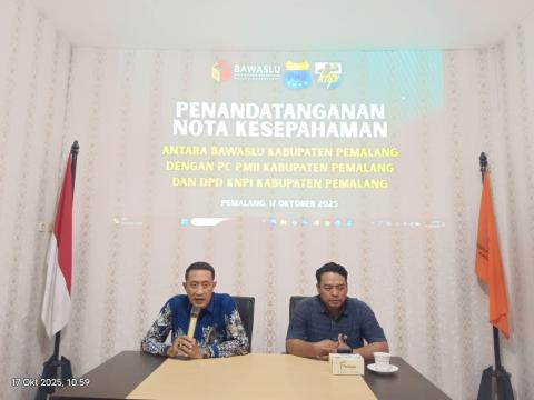 Bawaslu Pemalang MoU Dengan DPD KNPI Pemalang