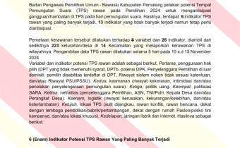 SIARAN PERS - POTENSI TPS RAWAN PILKADA 2024